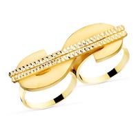 ISABEL MUÑOZ 18K SELLO ORO AMARILLO SIMBOLO DOLAR TALLADO DOS CUERPOS 50X17 MM