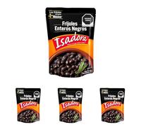 Isadora - Frijoles Enteros Negros - Formato Bolsa - 454g - Hechos en México - Rico en Fibra - Ingredientes naturales - Listo para comer (Paquete de 4)