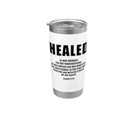 Isaiah 53:5 Bible Verse Promise of Healing and Health Faith Vaso térmico de acero inoxidable de doble pared