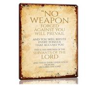 Isaiah 54:17 No Weapon Formed Metal Tin Sign Christian Faith Wall Decor for War Room Bedroom Kitchen 8 X 12 in
