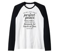 Isaías 26:3 Peace Trust Escritura Versículo Bíblico Oración Camiseta Manga Raglan