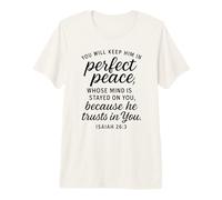 Isaías 26:3 Peace Trust Escritura Versículo Bíblico Oración Camiseta Premium