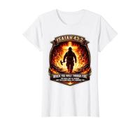 Isaías 43 2 Bombero Oración de Fuego Verso de la Biblia Jesús Cruz Camiseta gráfica económica, Mujer, Blanco, XL