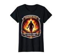 Isaías 43 2 Bombero Oración de Fuego Verso de la Biblia Jesús Cruz Camiseta gráfica económica, Mujer, Negro, XL
