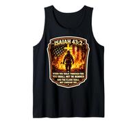 Isaías 43 2 Oración de Bombero Bandera Americana Versículo de la Biblia Camiseta sin Mangas