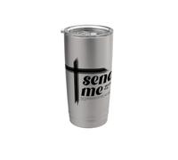Isaías 6:8 Versículo de la Biblia Here am I Send me Christian Gifts Vaso térmico de acero inoxidable de doble pared