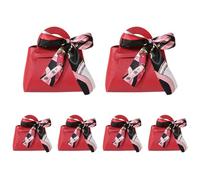 ISAKEN 6 cajas de regalo de caramelos de piel pequeñas con lazo y asa, caja de caramelos de bolso para Baby Shower, Navidad, fiestas, Halloween