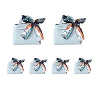 ISAKEN 6 cajas de regalo de caramelos de piel pequeñas con lazo y asa, caja de caramelos de bolso para Baby Shower, Navidad, fiestas, Halloween