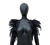 ISAKEN Chal de plumas Pluma gótica Encogimiento de hombros Capa de plumas Bufanda de plumas Encogimiento de hombros de Halloween Poncho Collar Traje de carnaval Traje de cosplay para Halloween
