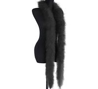 ISAKEN Cinta de Pluma de Avestruz, Tiras de Macramé en Pelo Largo, Boa de Plumas Blancas de Marabú Esponjoso, Accesorio de Disfraz, Flapper, Carnaval, Fiesta Temática