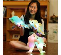 ISAKEN Cojín de Peluche con Forma de delfín, 7 Cambio de Color LED aclarar Juguete de delfín Relleno Almohada de Felpa Luz de Noche balancines de