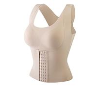 ISAKEN Entrenador de Cintura, Sujetador con Botones En La Cintura Shapewear, Fajas De Sujetador con Botones En La Cintura, Camiseta sin Mangas con Tirantes Ajustables para Mujer