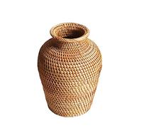 ISAKEN Jarrón de Mimbre, Mesa Decoración Plantas Flores Maceta de Flores, Jarrón Tejido Retro de Ratán Multiuso, Plantas Maceta de Flores Suministros de JardineríA