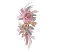 ISAKEN Parches bordados de flores Parches bordados de costura, Parches de apliques de flores de tela Parches bordados naturales Aplicación de encaje 3D para ropa Pantalones Costura artesanal