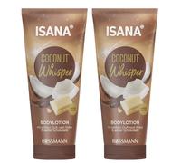 ISANA - Lote de 2 lociones corporales de coco Whisper, 2 x 200 ml, aroma a coco y chocolate blanco