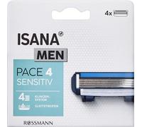 ISANA Men Pace 4 - Sistema de 4 cuchillas de afeitar con tiras de deslizamiento de cuidado