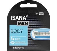 ISANA men Paquete de 4 cuchillas de afeitar corporales, 5 cuchillas desarrolladas con tira lubricante