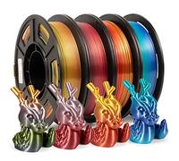 iSANMATE Conjunto de Filamento Impresora 3D Multicolor, Silk PLA Degradado Filamento PLA 1.75 1kg(250g x 4 Volúmenes), Azul Claro Azul, Naranja Rojo, Plata Roja, Seda Arcoiris