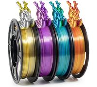 iSANMATE Conjunto de Filamento para Impresora 3D, PLA Silk Doble Color Filamento PLA 1.75mm, 250g x 4 Rollos(Oro-Rojo, Oro-Plata, Azul-Verde, Rosa-Morado)