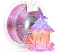 iSANMATE Filamento PETG Transparente con Purpurina, 1,75 mm PETG Claro con Degradado Arcoíris, Multicolor para Impresora 3D, Bobina de 1 kg/2,2 lb