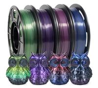 iSANMATE Juego de Filamento PLA 1.75 +/- 0,02 mm, Impresora 3D Filamento Gradiente Seda, 250g x 4 Bobina de Silk PLA 3D Printer Filament