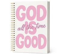 ISANOU Cuaderno de diario cristiano motivacional para mujeres y adolescentes, diario de estudio bíblico para sermones, cuaderno de notas de iglesia, cuaderno de espiral, tapa dura Dios es bueno todo