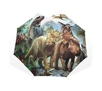 Isaoa Automatique Voyage Parapluie Pliable Compact Parapluie Dinosaure Jurassic Coupe-Vent Ultra léger Protection UV Parapluie pour Homme ou Femme
