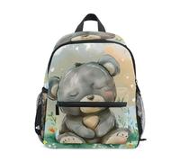 ISAOA Bear and Flower - Mochila escolar pequeña para niños, mochila de hombro para preescolar, mochila escolar de jardín de infantes, mochila casual para niños y niñas