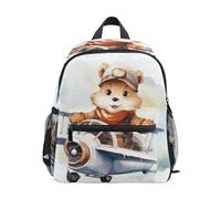 ISAOA Bear Drive Airplane - Mochila escolar pequeña para niños, mochila de hombro para preescolar, mochila escolar de jardín de infantes, mochila casual para niños y niñas