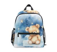ISAOA Bear on The Cloud - Mochila escolar pequeña para niños, mochila de hombro para preescolar, mochila escolar de jardín de infantes, mochila casual para niños y niñas