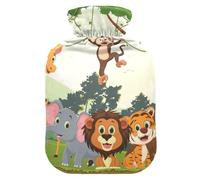 ISAOA Bolsa de agua caliente con diseño de animales de la selva, mono, tigre, jirafa, león
