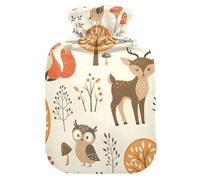 ISAOA Bolsa de agua caliente con diseño de bosque otoñal, selva, zorro, ciervo, conejo, S