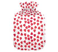 ISAOA Bolsa de agua caliente con diseño de corazones rojos aislados en blanco, suave y cálida para pies de mano, alivio de cuello y hombros, 1 L
