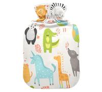 ISAOA Bolsa de agua caliente, diseño de animales del bosque, unicornio, lobo, cebra, perro, pájaro, león, koala, mono, jirafa, panda, gato, S