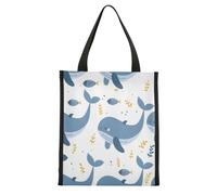 ISAOA Bolsa de almuerzo aislada sin costuras de Happy Whale para mujeres y hombres, bolsa de almuerzo plegable resistente al agua para niños