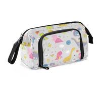 ISAOA Bolsa de gran capacidad, estuche de almacenamiento grande para lápices, colorido dinosaurio rugido, bolsa con cremallera, organizador de papelería, suministros escolares para adolescentes,