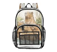 ISAOA Bolsa transparente para niños, niñas, cinco capibaras mirando en la misma dirección, mochila escolar transparente, impermeable y resistente