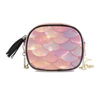 ISAOA Bolsos cruzados pequeños con cadena, bolso cruzado de hombro, bolsos de mano rosa dorado con escamas de dragón para mujer