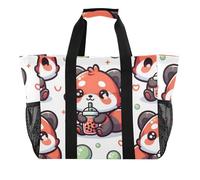 ISAOA Bonito panda rojo con burbujas para mujer, grande, impermeable, bolsa de playa, viajes, piscina, yoga, enfermera, compras, bolsa de mano