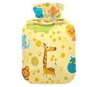 ISAOA Botella de agua caliente con diseño de elefante, hipopótamo y jirafa,