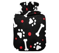 ISAOA Botella de agua caliente con diseño de huella de perro, S