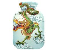 ISAOA Botella de agua caliente con patrón de dragón de cultura china, M