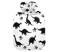 ISAOA Botella de agua caliente con siluetas de dinosaurios blancos y negros, M