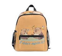 ISAOA Capybara - Mochila escolar pequeña con texto en inglés "I Didn't Mean It", mochila escolar para niños y niñas