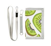 ISAOA Cartera de verano con patrón de kiwi para niños y niñas, cartera triple con bolsillo para monedas con cremallera y tarjeteros, cartera novedosa para regalos de cumpleaños para niños