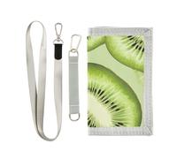 ISAOA Carteras de dibujos animados con patrón de frutas kiwi para niños y niñas, cartera triple con bolsillo para monedas con cremallera y tarjeteros, cartera novedosa para regalos de cumpleaños para