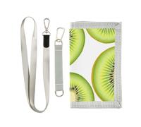 ISAOA Carteras para niños y niñas, con patrón de frutas de kiwi verde, cartera triple con bolsillo para monedas con cremallera y tarjeteros, cartera novedosa para regalos de cumpleaños para niños