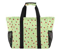 ISAOA Cherries on Green Background - Bolsas de playa para mujer, grandes, impermeables, para viajes, piscina, yoga, enfermera, compras, etc
