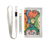 ISAOA Colorful Monkey - Carteras para niños y niñas, cartera triple con bolsillo para monedas con cremallera y tarjeteros, cartera novedosa para regalos de cumpleaños infantiles