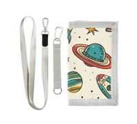 ISAOA Colorful Planet Rocket - Carteras para niños y niñas, cartera triple con bolsillo para monedas con cremallera y tarjeteros, cartera novedosa para regalos de cumpleaños para niños